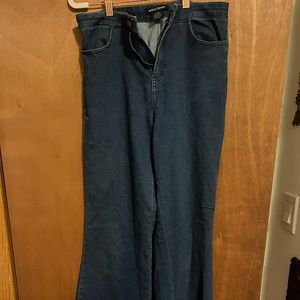 Flared blue jeans